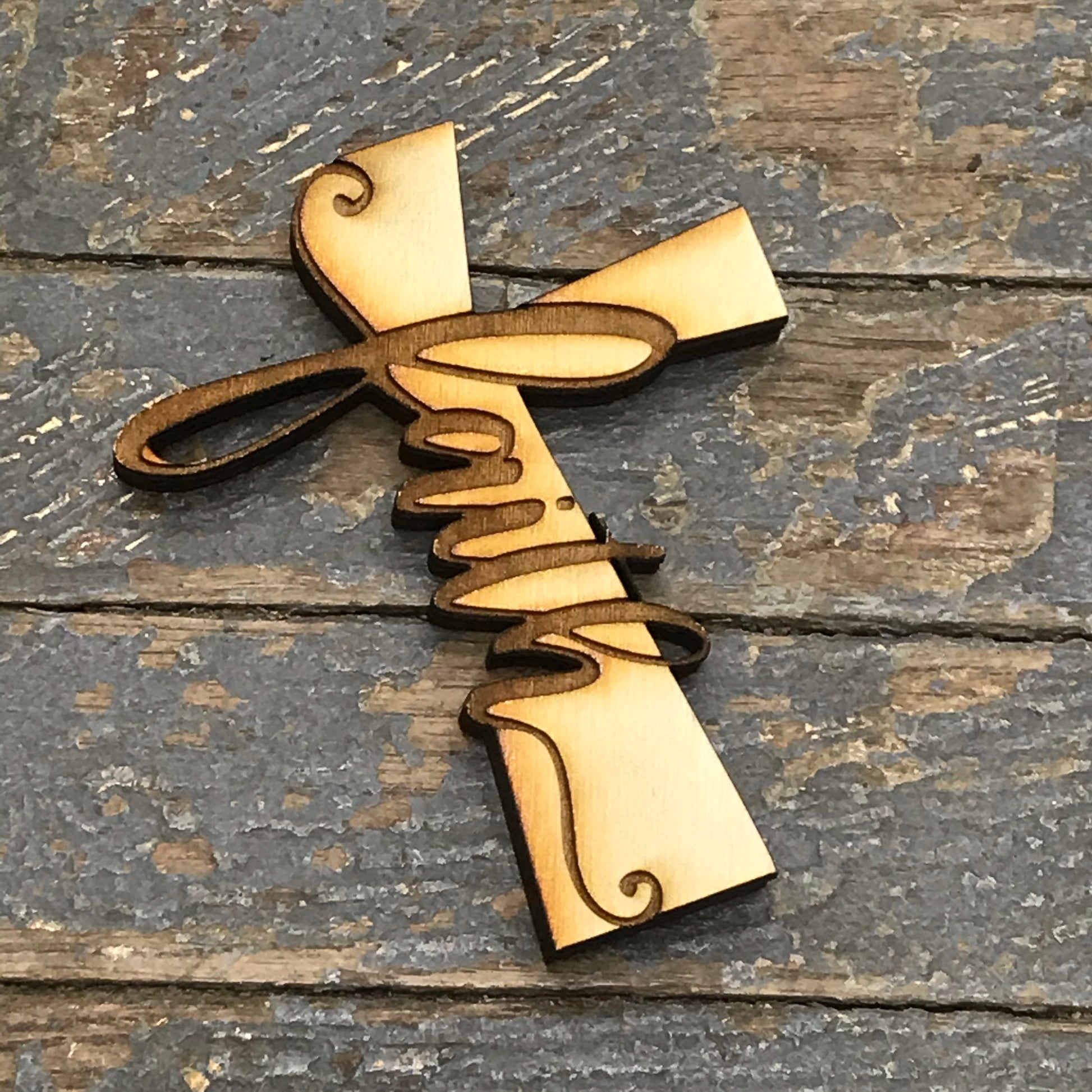 Laser Cut Wood Word Faith Cross