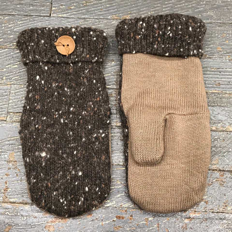Upcycled Sweater Fleece Lined Mittens Neutral Brown Tan