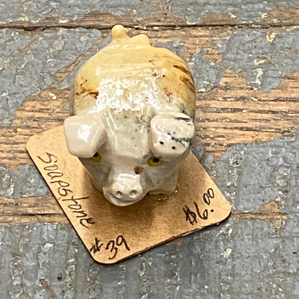 Soapstone Miniature Animal Figurine Pig
