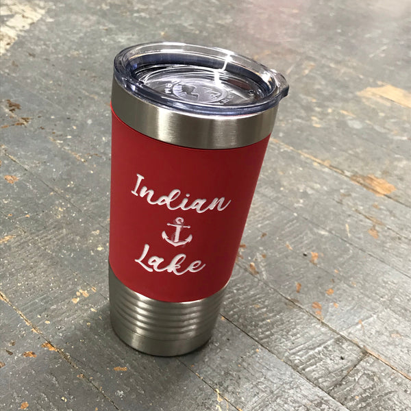Indian Lake Nautical Anchor Stainless Steel 20oz Wine Beverage Drink Travel Tumbler Red