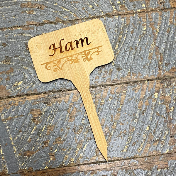 Charcuterie Board Meat Cheese Wood Marker Identification Stick Stake Ham