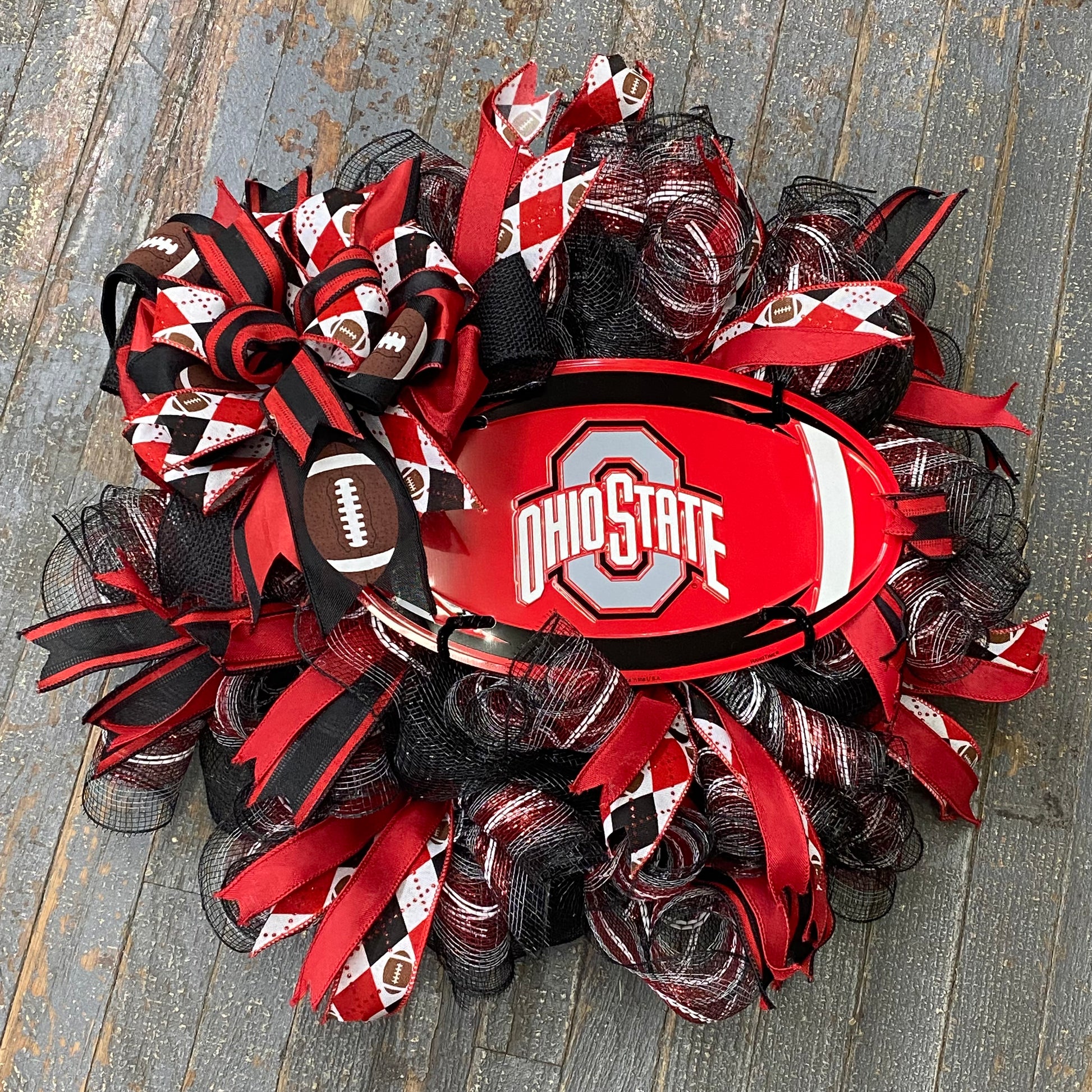 Ohio State Football OSU Seasonal Holiday Wreath Door Hanger