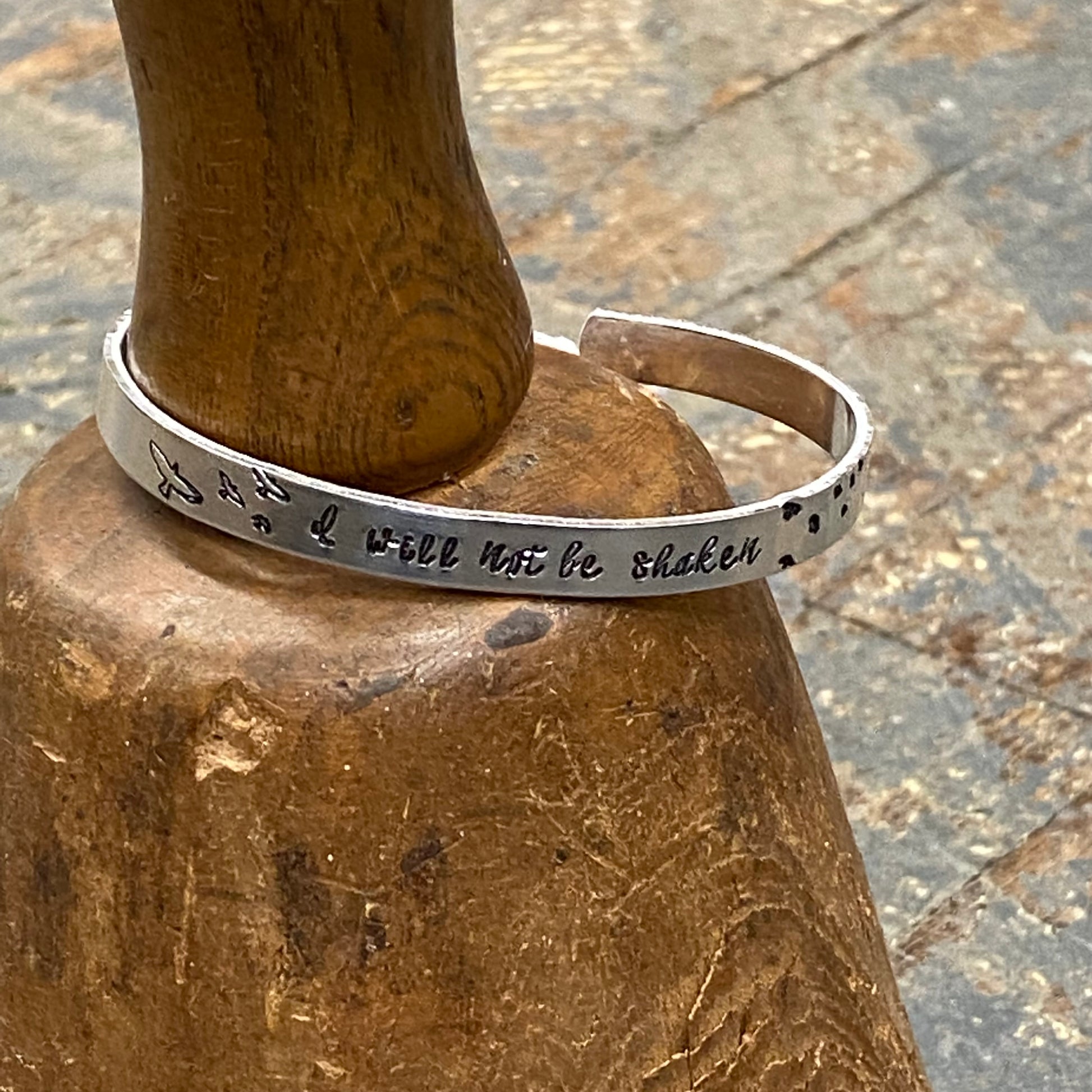 Will Not Be Shaken Custom Stamped Cuff Bracelet