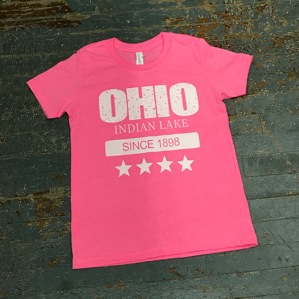 Indian Lake Ohio Since 1898 Graphic Designer Short Sleeve Child Youth T-Shirt Heather Pink
