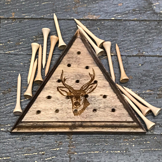 Wooden Tricky Triangle Golf Tee Peg Game Whitetail Deer