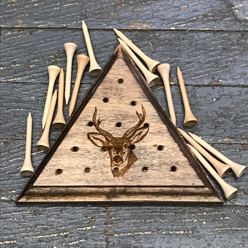 Wooden Tricky Triangle Golf Tee Peg Game Whitetail Deer