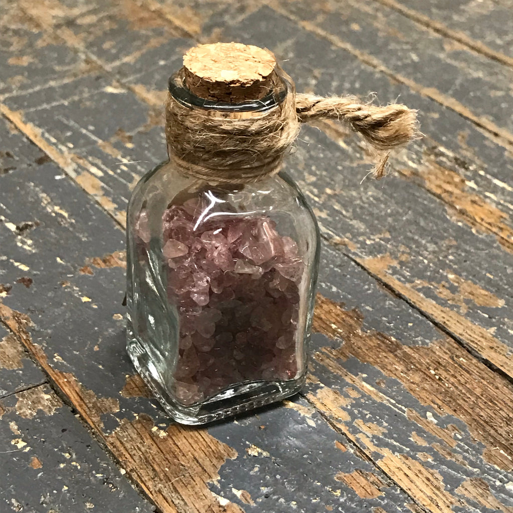 Bottle of Semiprecious Natural Gemstone Wishes Strawberry Quartz