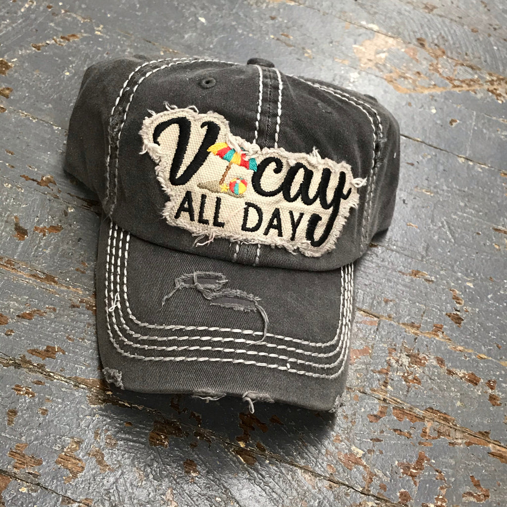 Vacay All Day Patch Rugged Black Embroidered Ball Cap
