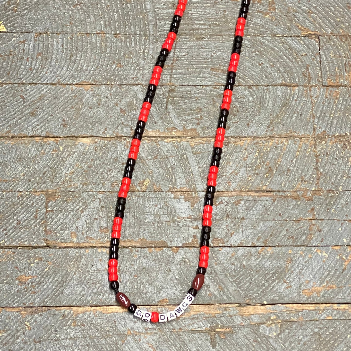 Handmade Beaded Necklace Football Georgia Bulldogs