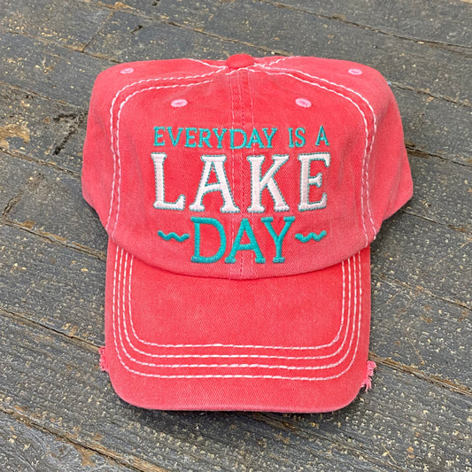 Everyday Lake Day Rugged Coral Pink Embroidered Ball Cap