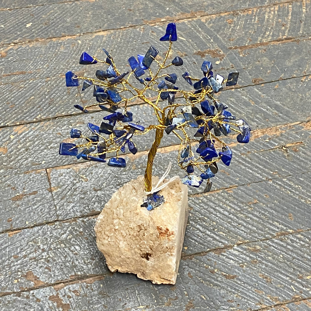 Semiprecious Natural Gemstone Wishing Tree Blue Lapis Gold Wire