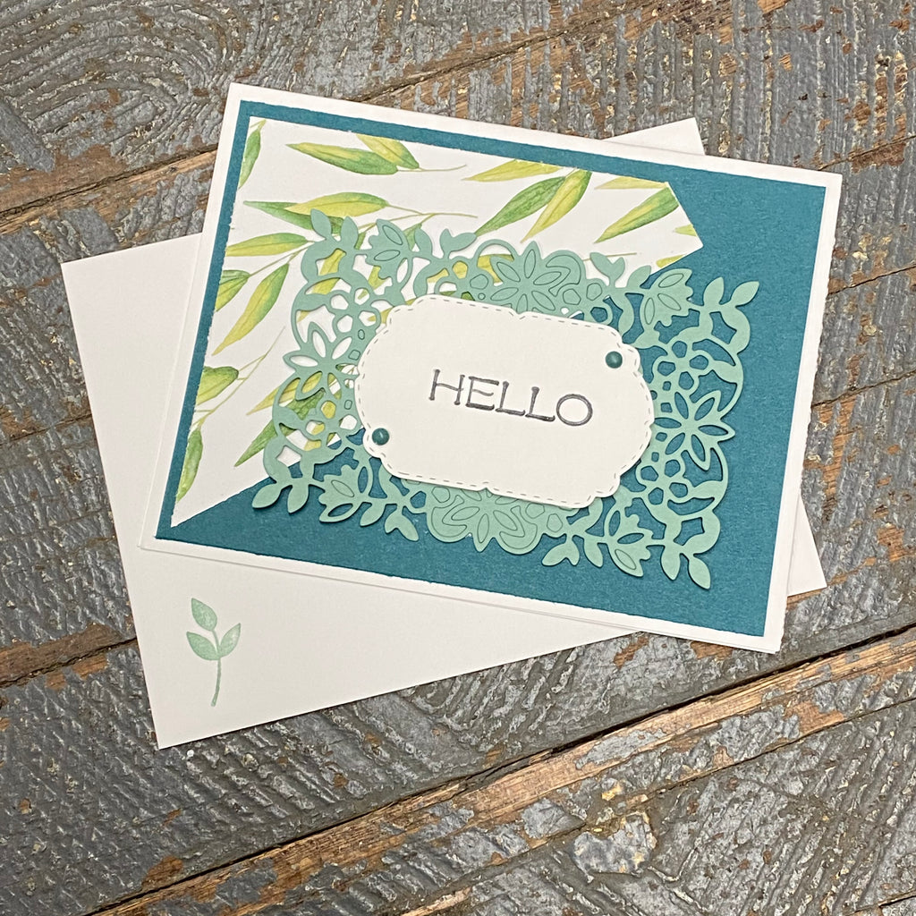 Hello Vine Horizontal Design Handmade Stampin Up Greeting Card with Envelope