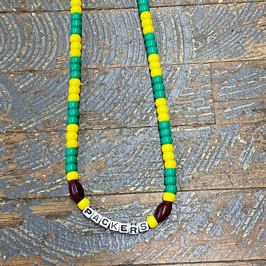 Handmade Beaded Necklace Football NFL Green Bay Packers