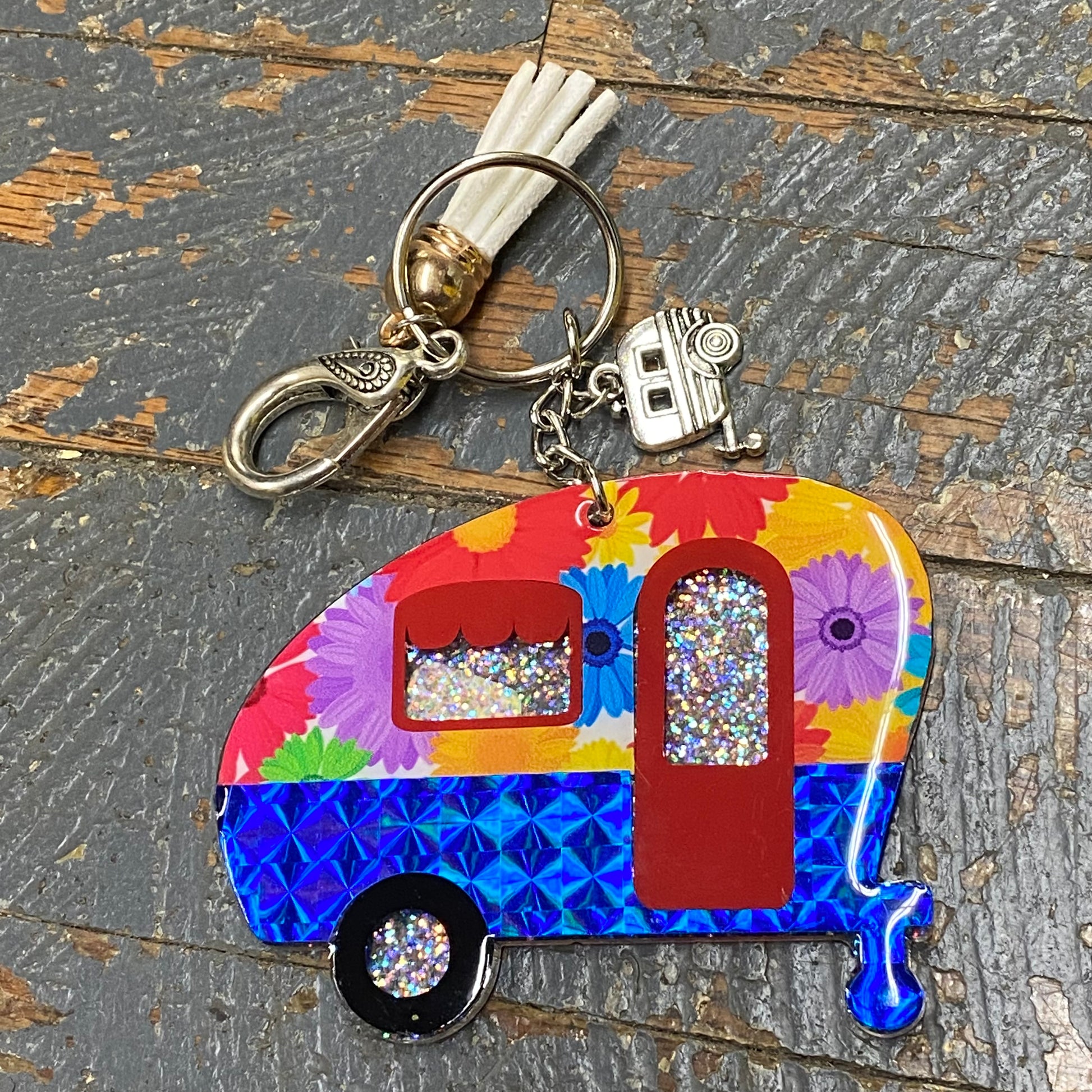 Acrylic Camper RV Key Fob Charm Tassel Key Chain