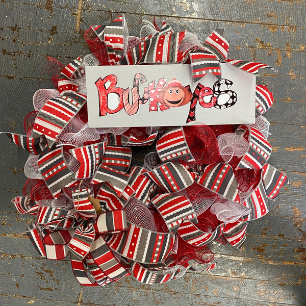 Buckeyes Brutus Football OSU Seasonal Holiday Wreath Door Hanger