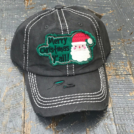 Merry Christmas Y'all Patch Rugged Black Embroidered Ball Cap