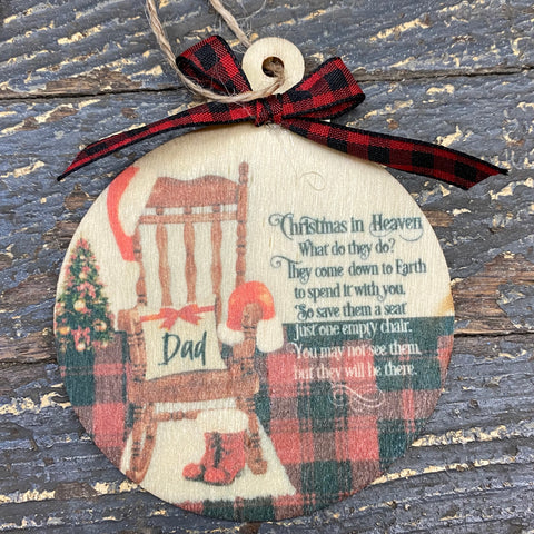 Christmas in Heaven Pull Up Chair Dad Ornament