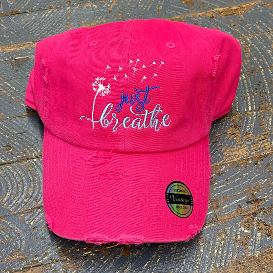 Just Breathe Pink Rugged Embroidered Ball Cap