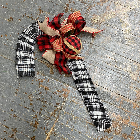 Candy Cane Burlap Plaid Seasonal Holiday Wreath Door Hanger