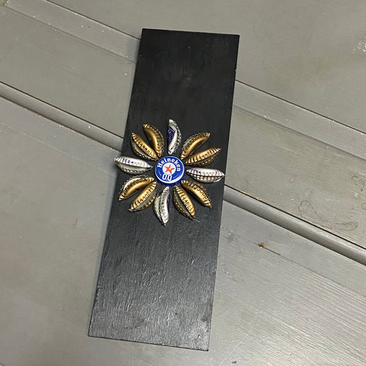 Bottle Cap Flower Design Sign Vertical Black Heineken