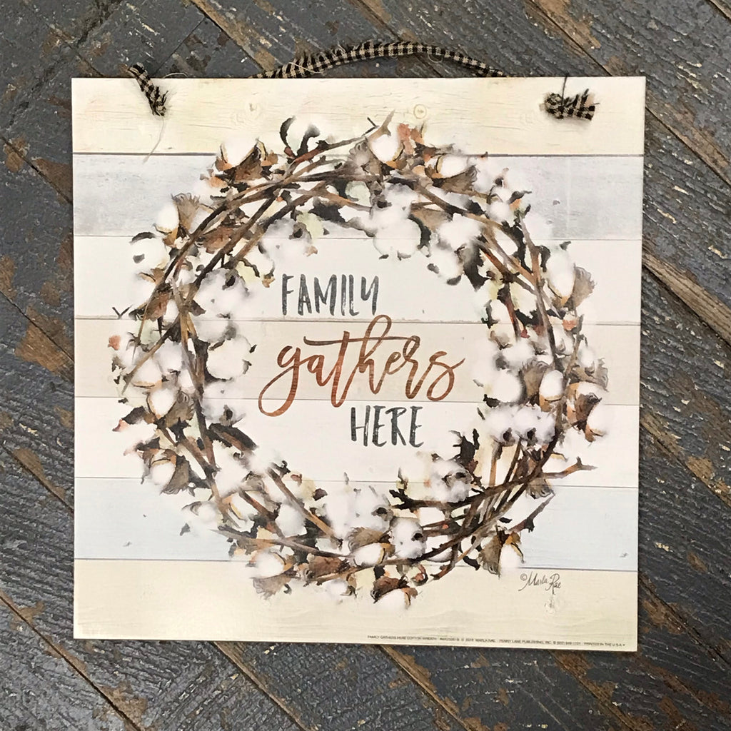 Penny Lane Family Gathers Here Wall Sign Door Wreath