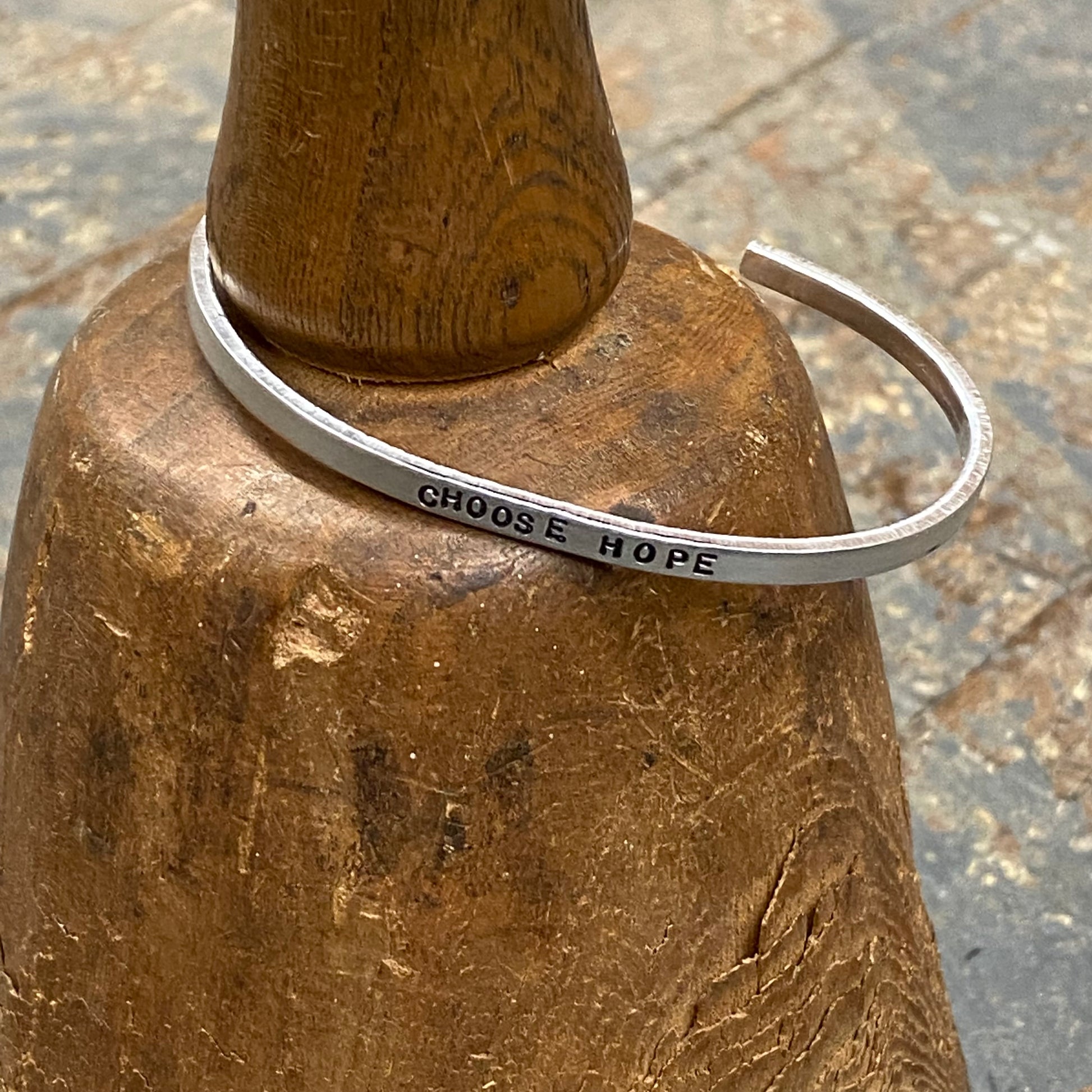 Choose Hope Skinny Custom Stamped Cuff Bracelet