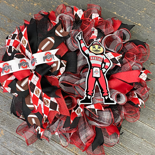 Ohio State Football Brutus OSU Seasonal Holiday Wreath Door Hanger