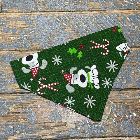 Christmas Holiday Green Candy Cane Dog Collar Pet Bandanna Neck Scarf XS