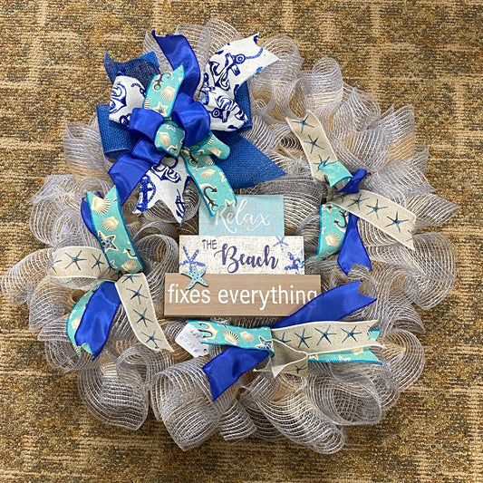 Relax the Beach Fixes Everything Holiday Wreath Door Hanger