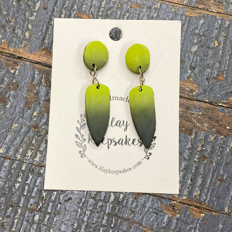 Clay Lime Grey Point Post Dangle Earring Set