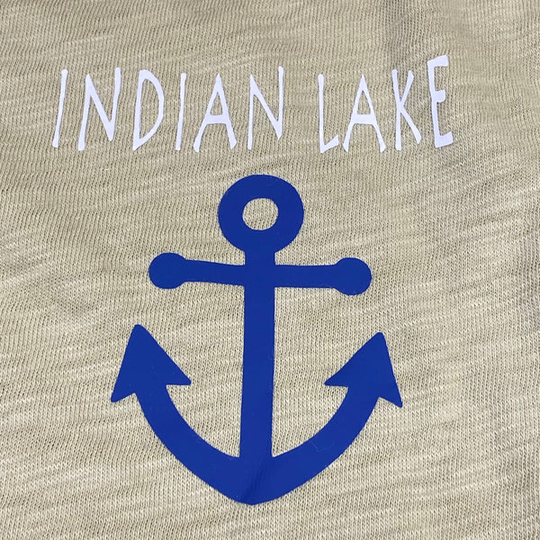 Indian Lake Anchor Graphic Designer Short Sleeve V-Neck Scoop Neck Ladies T-Shirt Sage
