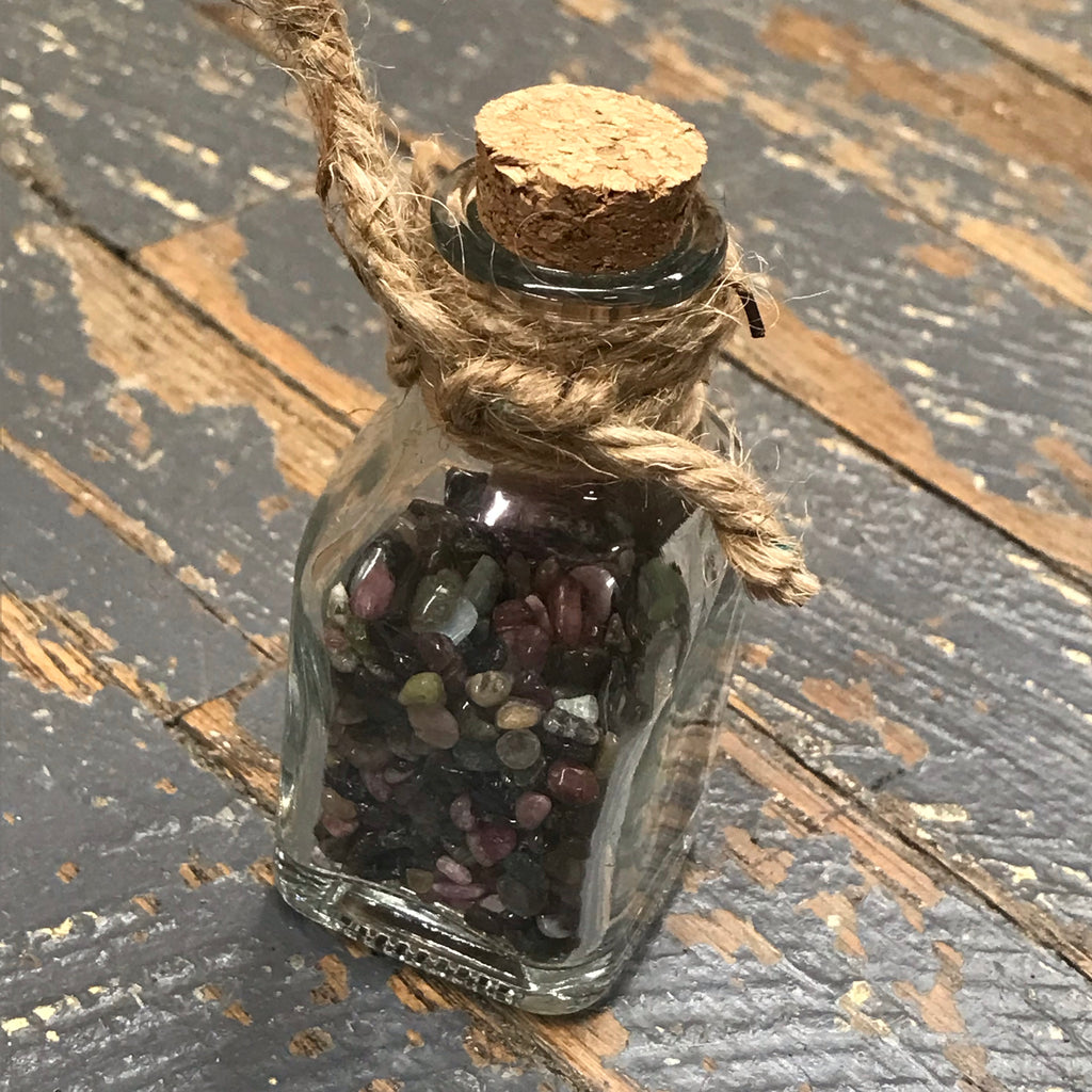 Bottle of Semiprecious Natural Gemstone Wishes Mixed Tourmaline