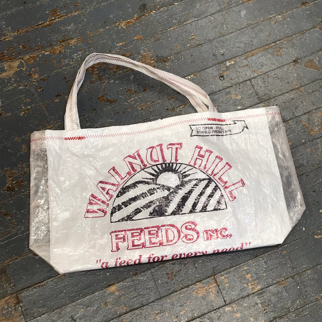 Upcycled Tote Purse Feed Bag Handmade Medium Walnut Hill Feeds Seed Handle Bag