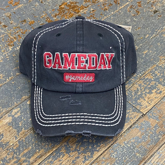 Game Day #gameday Rugged Black Red Grey Embroidered Ball Cap
