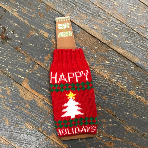 Uncle Bobs Ugly Sweater Holiday Bottle Coozie Happy Holidays Sweater