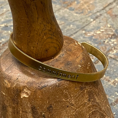 Commitment Gold Plated Custom Stamped Cuff Bracelet