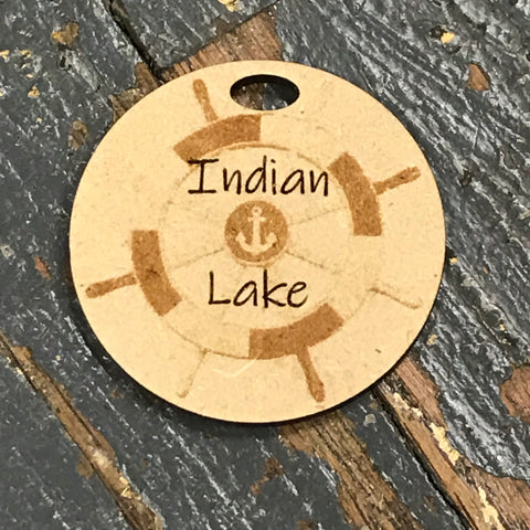 Indian Lake Ohio Ring Buoy Wood Engraved Holiday Christmas Tree Ornament Key Chain