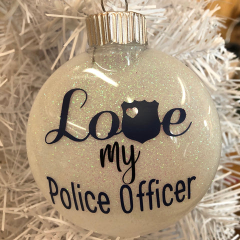 Holiday Christmas Tree Ornament Love My Police Officer