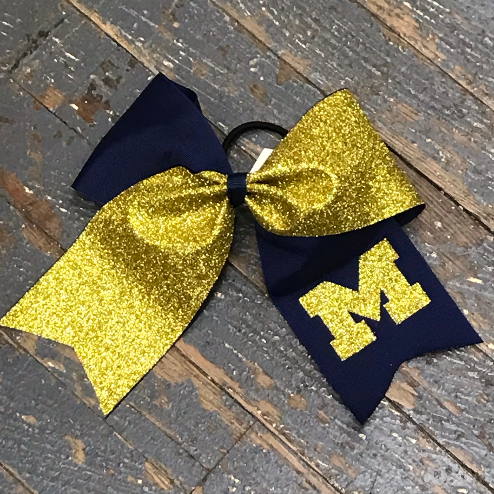 Hair Clip Ribbon Headband Cheer Team Spirit Big JoJo Bow Glitter Michigan