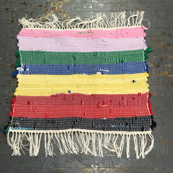 #123 Upcycled Rainbow Rag Weaved Table Runner Rug by Tom