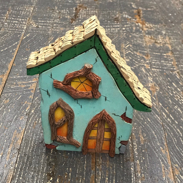 Hand Carved Wooden Fairy Garden Cobbler's Cottage Miniature House #2
