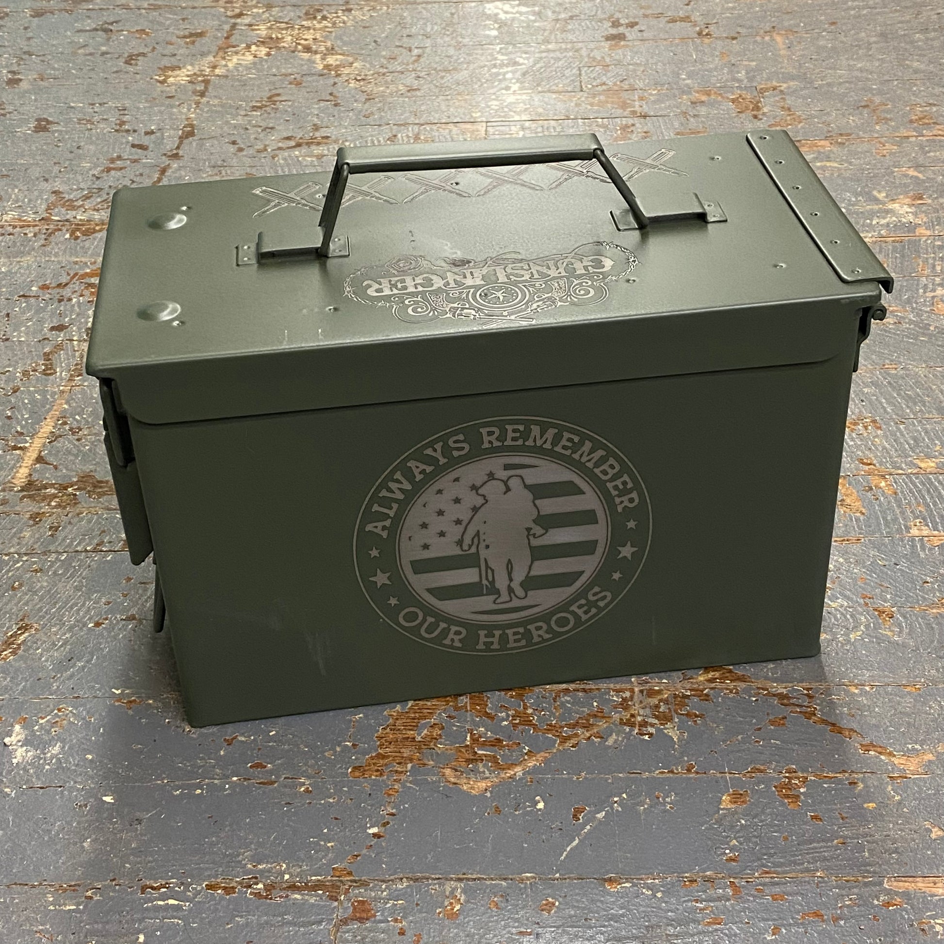 Laser Engraved Metal Military Ammo Can Large Gunslinger Remember Hero