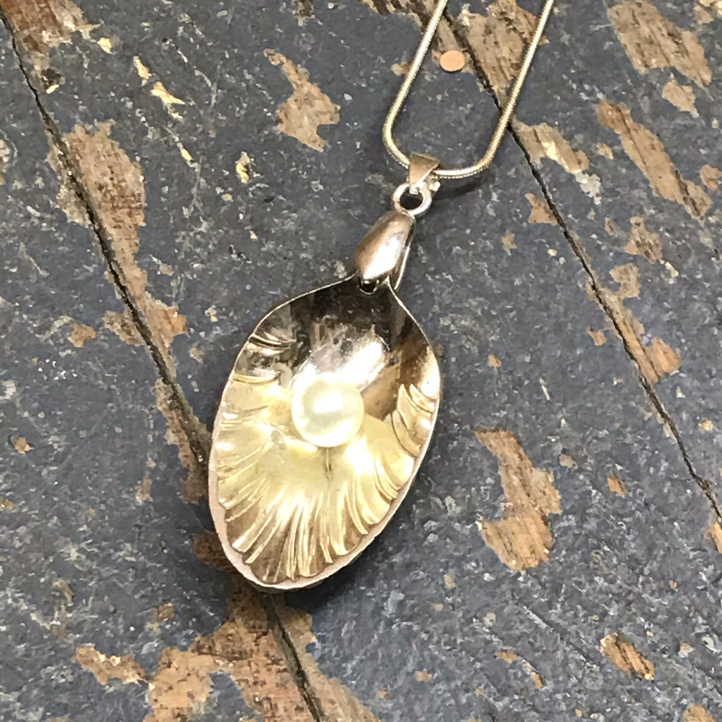 Spoon Fork Silverware Necklace Jewelry Leaf Spoon Pearl