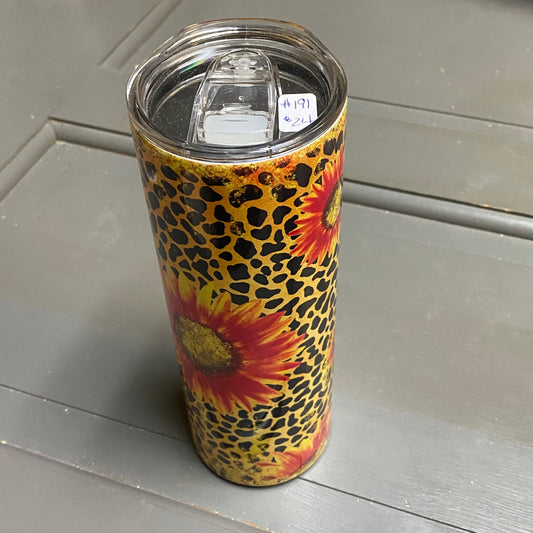 Leopard Sunflower Tall Skinny Tumbler
