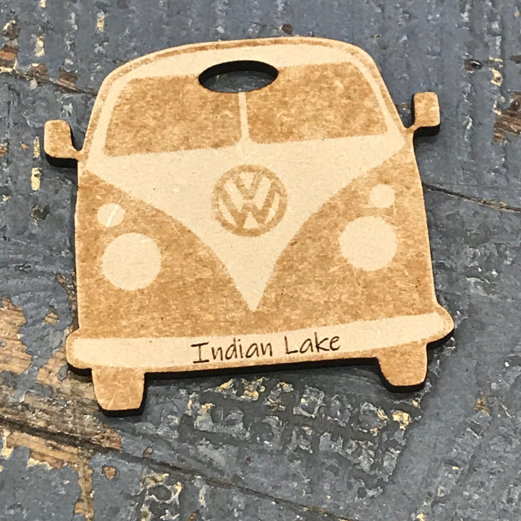 Indian Lake Ohio VW Bus Wood Engraved Holiday Christmas Tree Ornament Key Chain