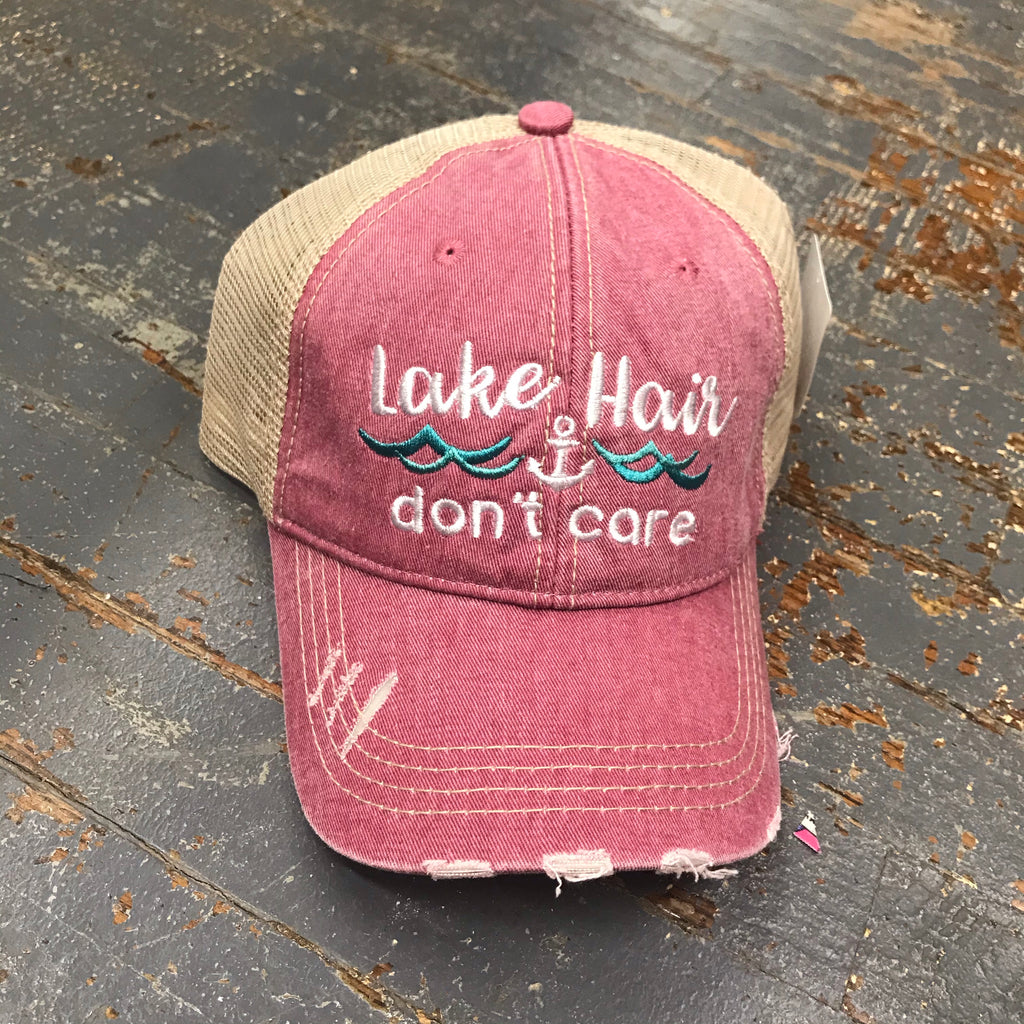 Lake Hair Don't Care Waves Mauve Mint Rugged Embroidered Ball Cap