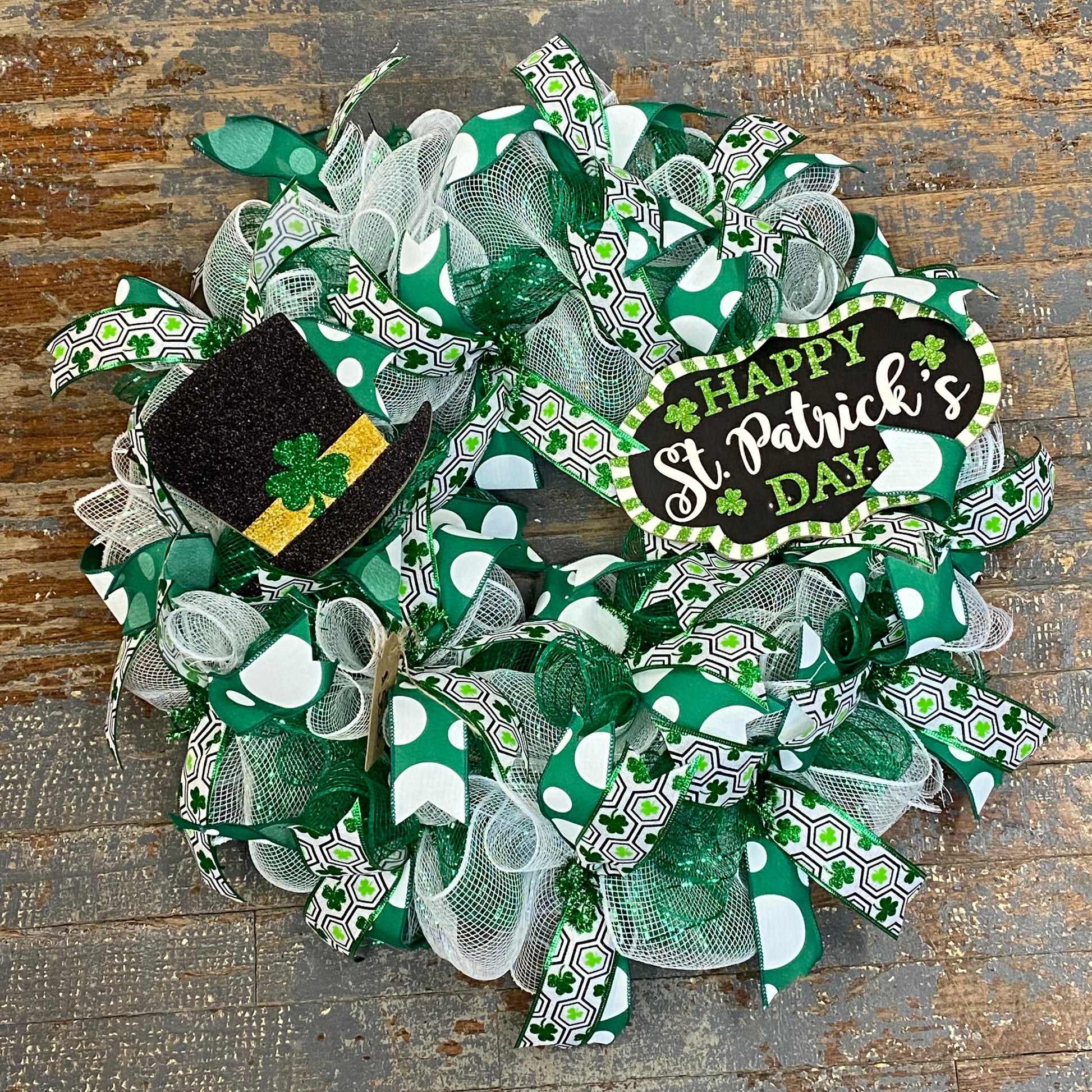 Clover Happy St Patrick's Day Seasonal Holiday Wreath Door Hanger