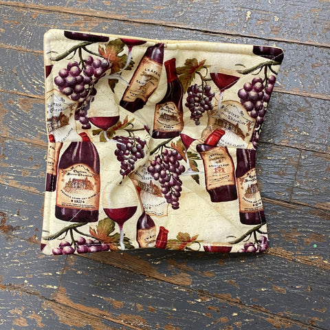 Handmade Fabric Cloth Microwave Bowl Hot Cold Pad Holder Wine Bottle Grapes