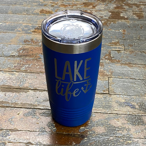 Lake Life Anchor Laser Engraved Stainless Steel 20oz Wine Beverage Drink Travel Tumbler Royal Blue