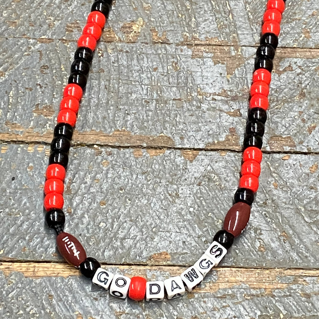 Handmade Beaded Necklace Football Georgia Bulldogs